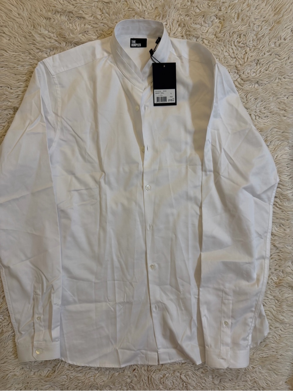The Kooples Men’s White Cotton Smart twill Button-Up Dress Shirt